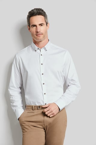 Bugatti Herren Langarmhemd mit Button-Down-Kragen