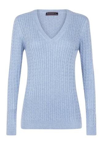 Pullover V-Neck Cable Knit Pullover