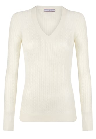Pullover V-Neck Cable Knit Pullover
