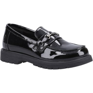 Hush Puppies Lydia Patent Senior Flickors Svarta Mockasiner I Läder