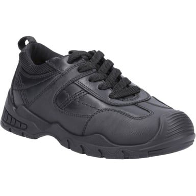 Hush Puppies Travis JNR Leren Zwarte Veterschoenen Voor Jongens