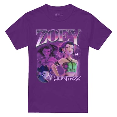 K-Pop Demon Hunters Unisex Volwassenen Huntr/X Zoey Bootleg T-Shirt (Paars)