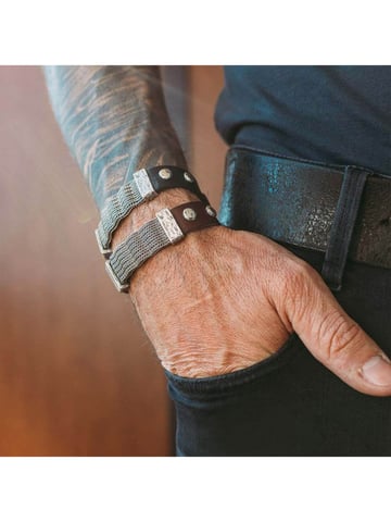Seven-24 Bracelet Stainless steel with brown leather