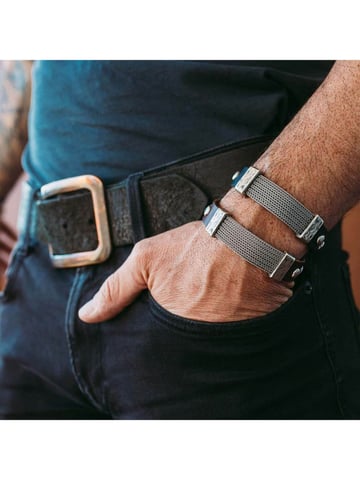 Seven-24 Bracelet Stainless steel with brown leather