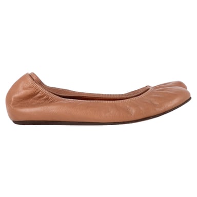 Lanvin Round Toe Ballet Flats in Brown Leather