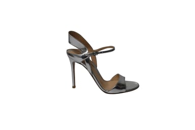 Gianvito Rossi Ankle Strap Sandals in Silver Leather