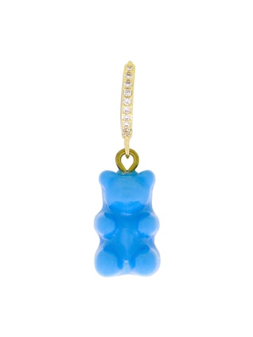 Fashionbox Single Creole gold-plated rubber bear blue zirconia white