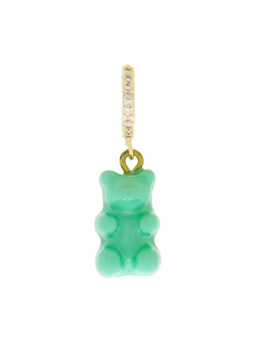 Fashionbox Single Creole gold-plated rubber bear green zirconia white
