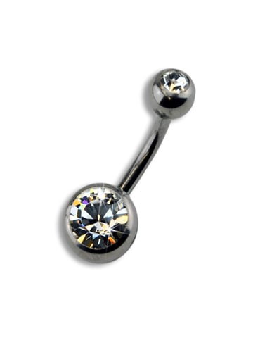 Zeeme Body Jewelry Piercing Titanium silver-coloured crystal white 8mm