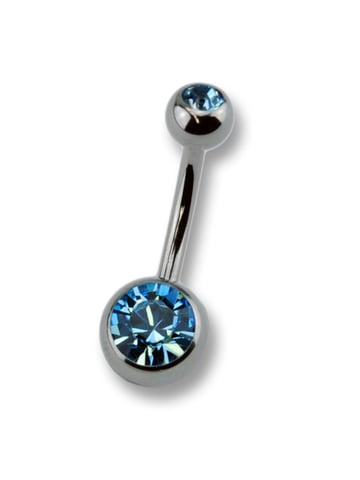 Zeeme Body Jewelry Piercing Titanium silver-coloured crystal dark blue