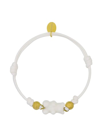 Fashionbox Bracelet White textile bracelet with white teddy pendant