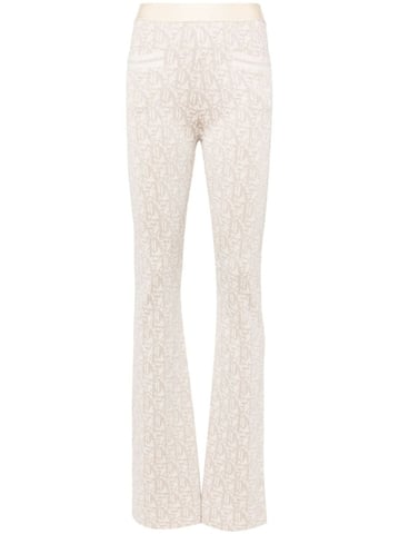 Palm Angels Monogram Jacquard Knitted Trousers Beige