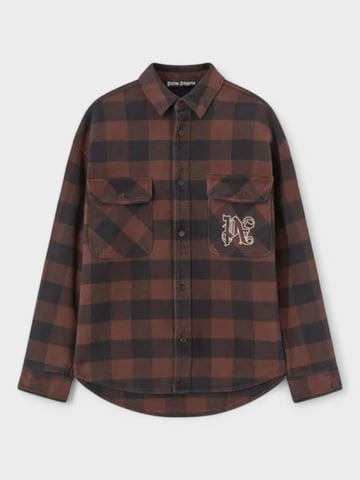 Palm Angels Check Pattern Overshirt 'Brown/Off White'