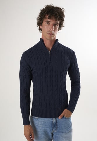 Pullover Cable Knit Half Zipper Pullover