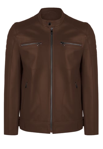 Leather Jacket Full-Zip Leather Classic Jacket