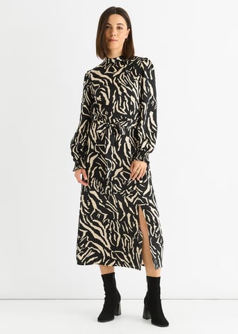 Svart djurhals Satin midi klänning