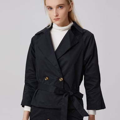 Double breasted coton trench-jacket