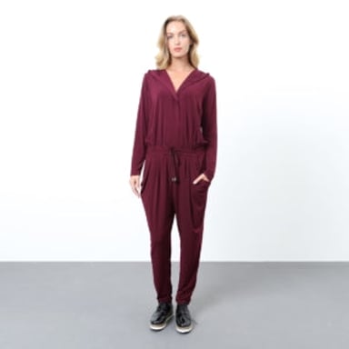 Long sporty jumpsuit with hood