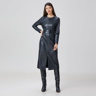 Pu long sleeves dress