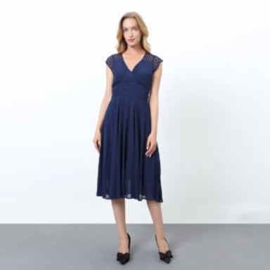Skater dress with lace patch on the shoulders