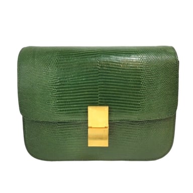 Celine Classic Medium Green Lizard