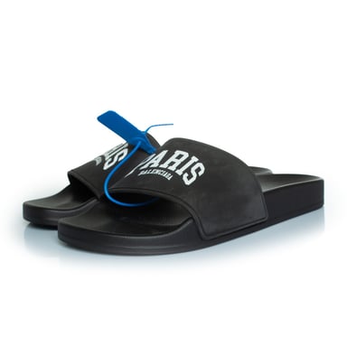 Balenciaga Pool slide paris print in black