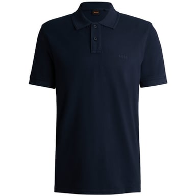 Prime Short Sleeve Collared Logo Detail Regular Fit Polo Shirt in Navy