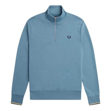 Fred Perry Unisex Adult Half Zip Tipped Sleeve Sweatshirt (Blue)