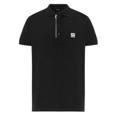 Diesel Mens T-Harry Zip Neck Polo Shirt (Black)