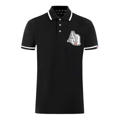 Aquascutum Unisex Adult AQ 1851 Embroidered Tipped Polo Shirt (Black)