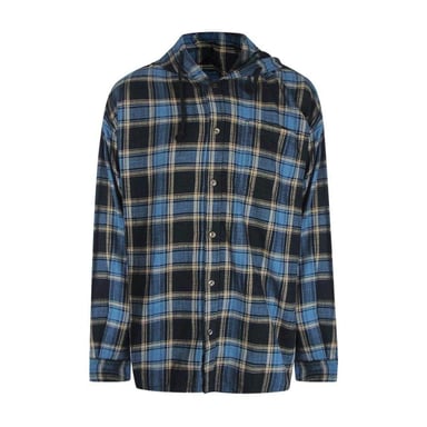 Diesel Mens Checkered Hooded Shirt (Blue/Black)