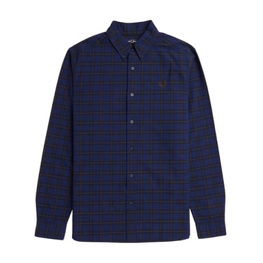 Fred Perry Mens Tartan Long-Sleeved Shirt (Navy Blue)