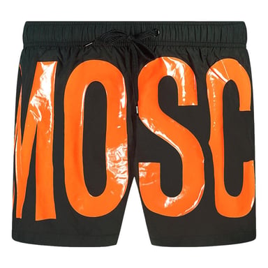 Moschino Mens Logo Swim Shorts (Orange/Black)