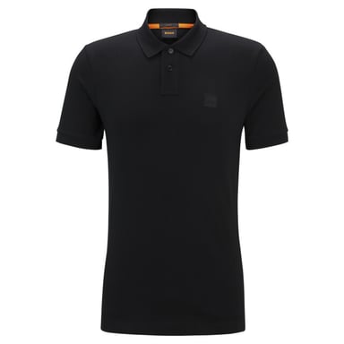 Passenger Short Sleeve Collared Logo Detail Polo Shirt in Black