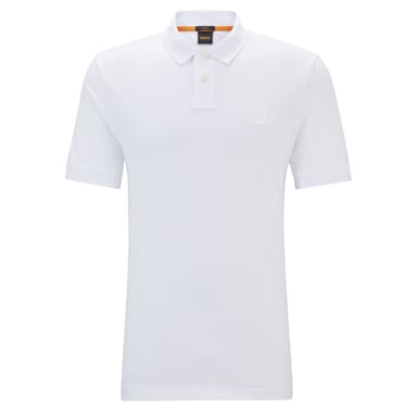 Passenger Short Sleeve Collared Logo Detail Slim Fit Polo Shirt in White
