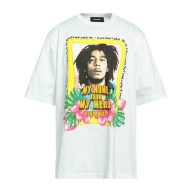 DSquared2 Unisex Adult My Home Is In My Head Bob Marley T-Shirt (White)