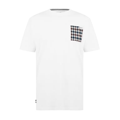 Aquascutum Mens Checked Chest Pocket Active T-Shirt (Optical White)