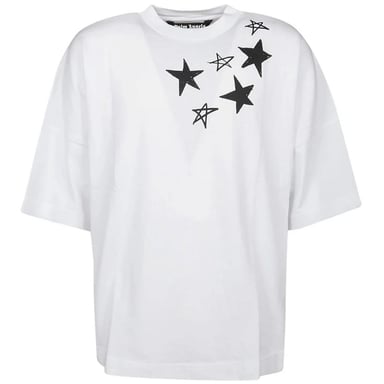 Palm Angels Mens Shooting Star Logo Oversized T-Shirt (White)
