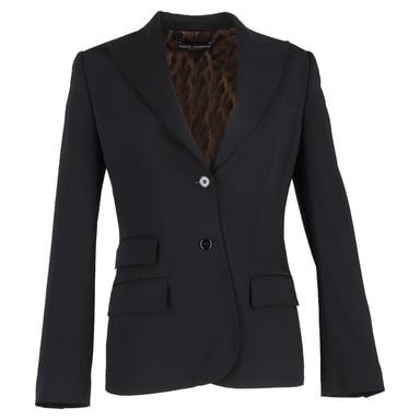 Dolce & Gabbana Gabardine Turlington Blazer in Black Virgin Wool