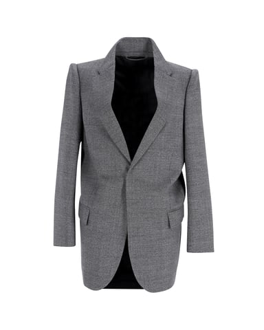 Balenciaga Suspended Shoulder Glen Plaid Jacket in Grey Wool