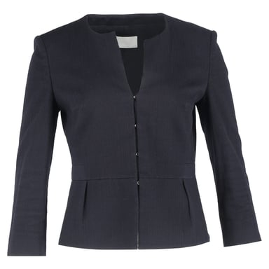 Boss by Hugo Boss Uncollared Buttoned Blazer in Navy Blue Cotton