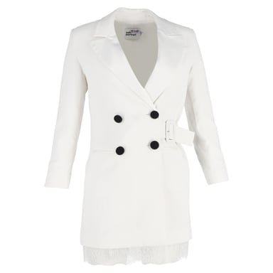 Self-Portrait Double-Breasted Crepe Blazer Dress in White Polyester