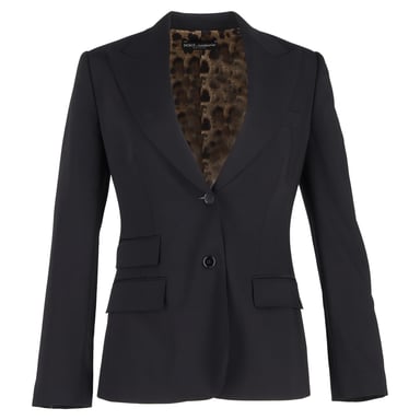 Dolce & Gabbana Gabardine Turlington Blazer in Black Virgin Wool
