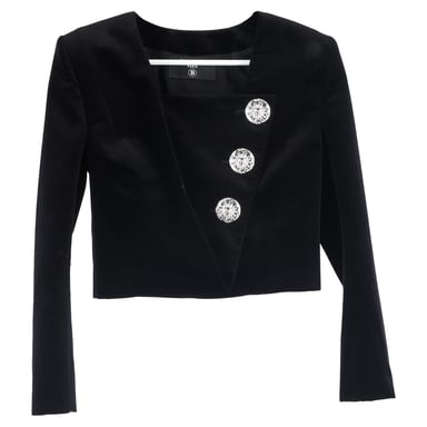 Balmain Versierde Korte Blazer in Zwart Fluweel