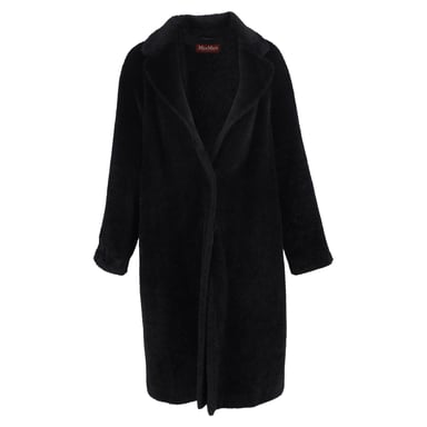 Max Mara Enkele Knoop Teddy Jas in Zwarte Wol