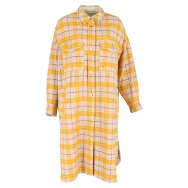Isabel Marant Fontia Checked Buttoned Coat in Yellow Wool