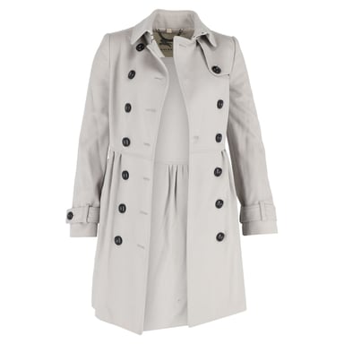 Burberry Dubbelgebreid Trenchcoat in Grijze Katoen