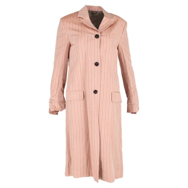 Acne Studios Striped Single-Breasted Coat in Peach Linen