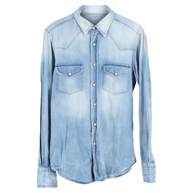 Tom Ford Westerse Denim Overhemd in Lichtblauwe Katoen