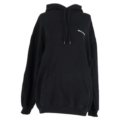 Balenciaga Logo Print Hoodie in Black Cotton